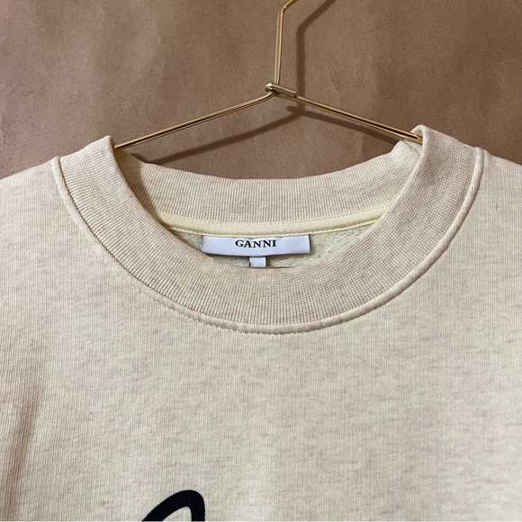 Ganni | Lott Isoli Cherry Bomb Puff Sleeve Sweatshirt Graphic Pullover Size L - Picture 5 of 14